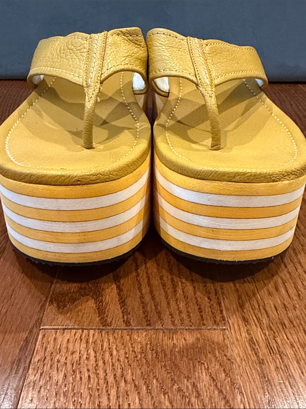 Prada Yellow Leather Platform Thong Sandals - Picture 4 of 17